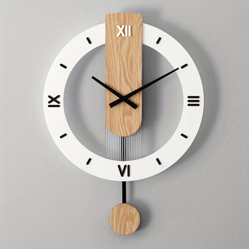 Creatieve Pendelklok in Hout en Acryl – Elegante en Stille Decoratie