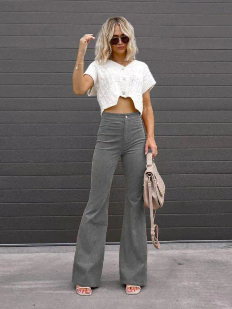 VelvetFlare – Trendy Corduroy Flare Broek voor Dames