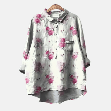 Losse Lange Blouse met Bloemenprint voor Dames