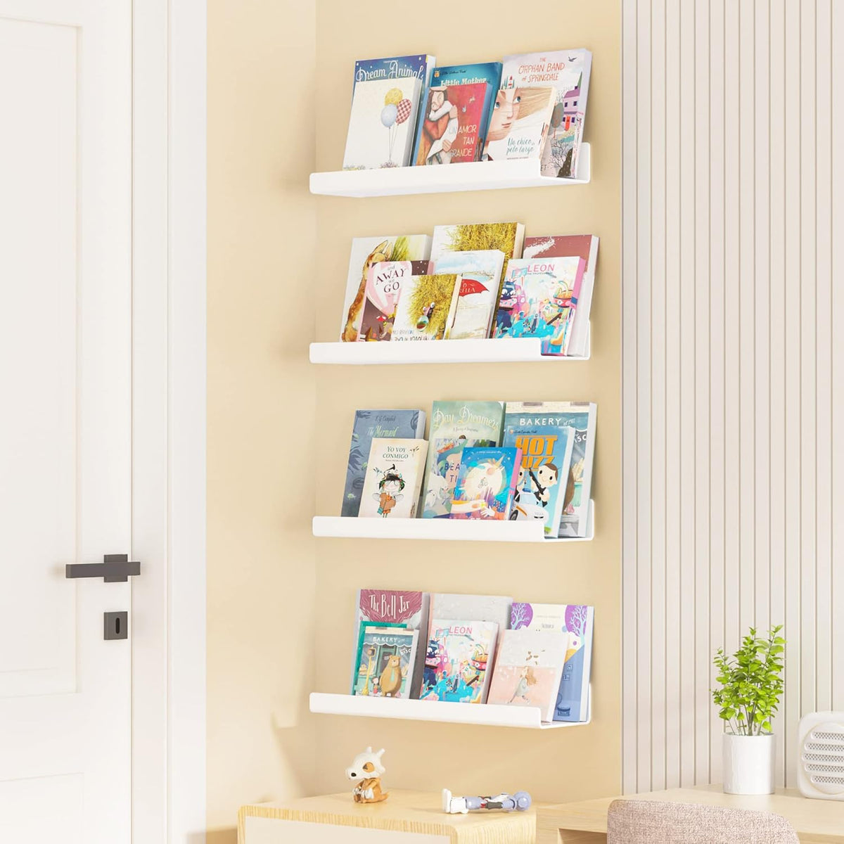 4-Pack Acryl Planken | 15” Zwevende Boekenplanken voor Wandopslag in Elke Kamer