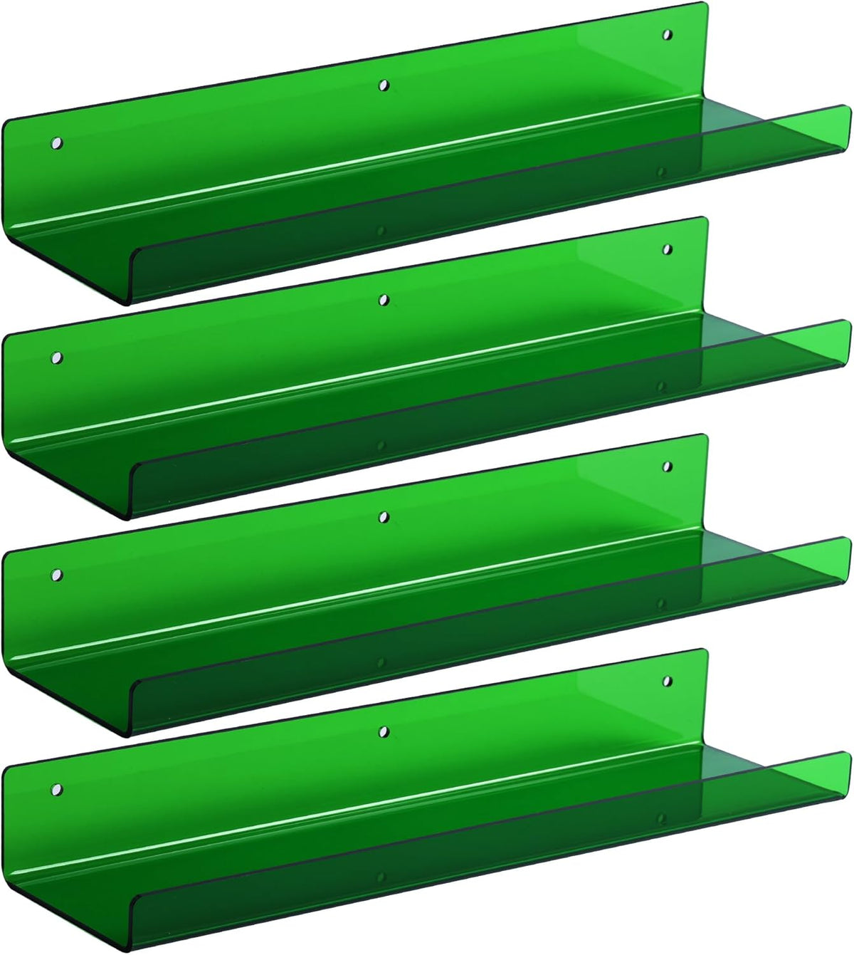 4-Pack Acryl Planken | 15” Zwevende Boekenplanken voor Wandopslag in Elke Kamer