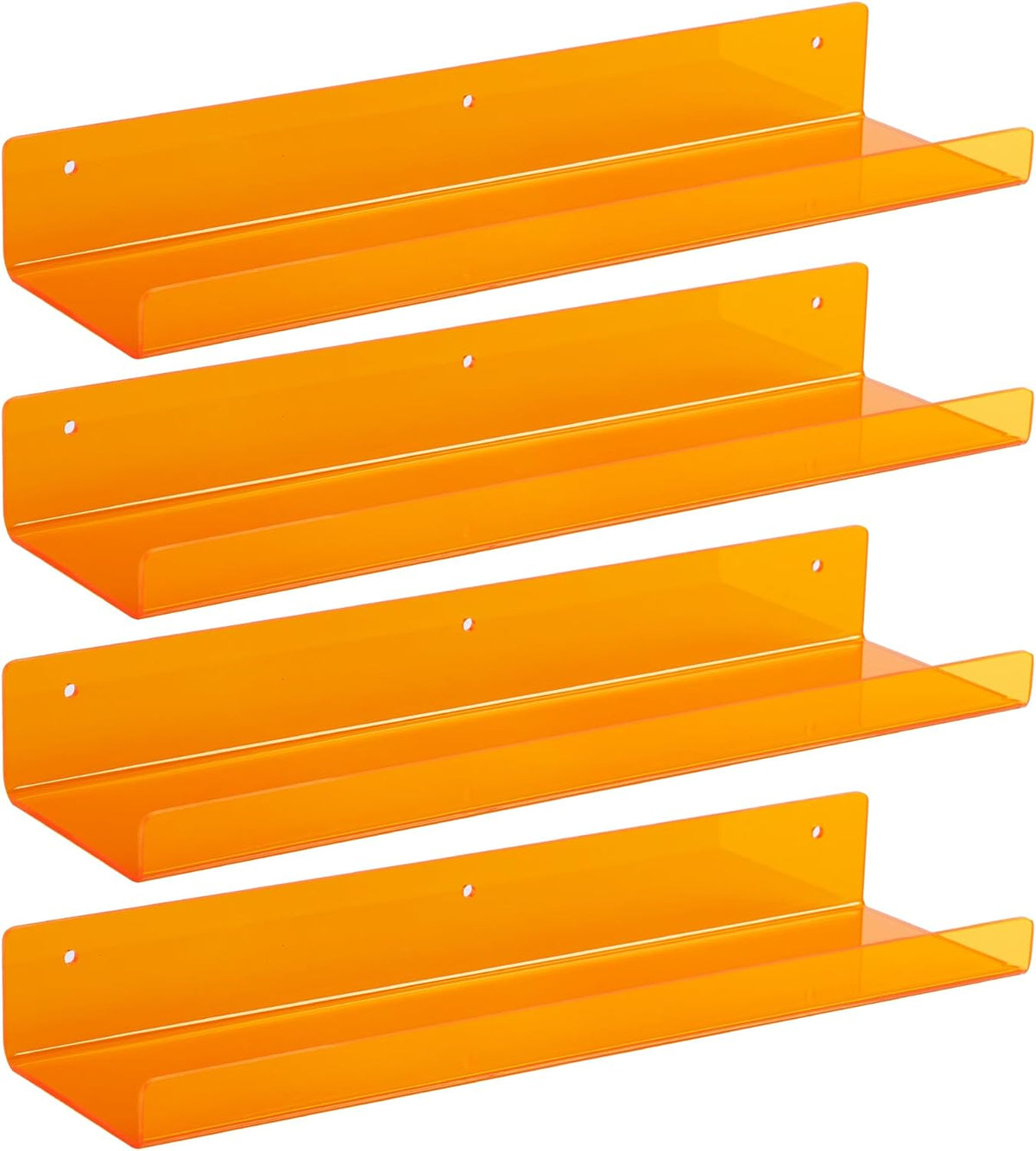 4-Pack Acryl Planken | 15” Zwevende Boekenplanken voor Wandopslag in Elke Kamer