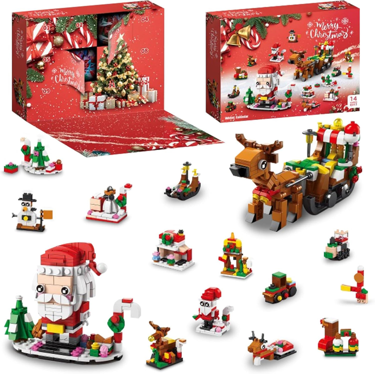 Adventskalender met 24 mini-bouwsets van bouwsteentjes