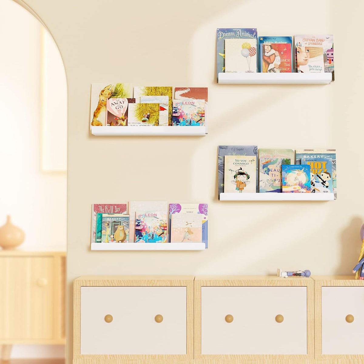4-Pack Acryl Planken | 15” Zwevende Boekenplanken voor Wandopslag in Elke Kamer