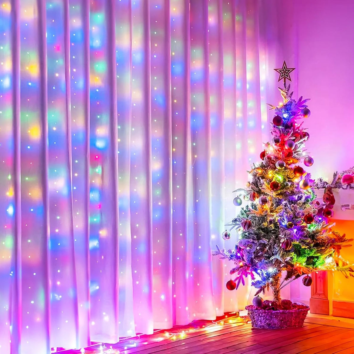 LumaCurtain 300 LED Gordijnverlichting | Dimbare Fairy Lights met Timer & USB Voeding - Warm Wit