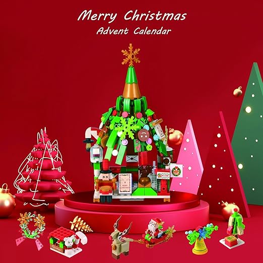 Adventskalender met 24 mini-bouwsets van bouwsteentjes