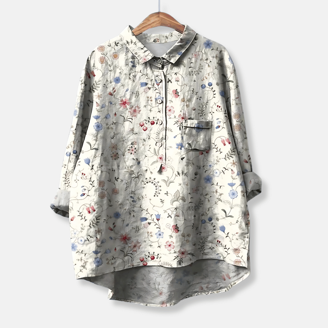 Losse Lange Blouse met Bloemenprint voor Dames