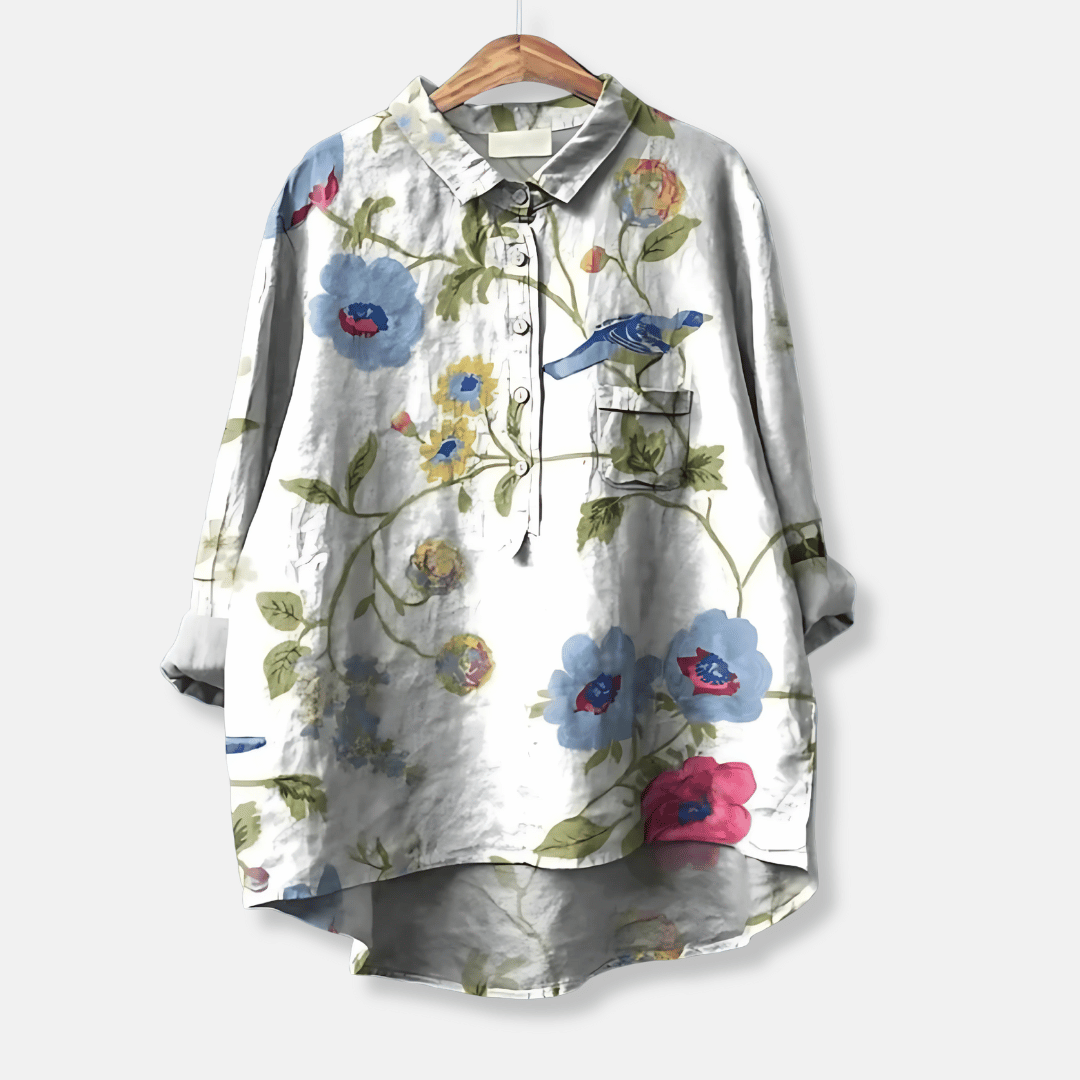 Losse Lange Blouse met Bloemenprint voor Dames