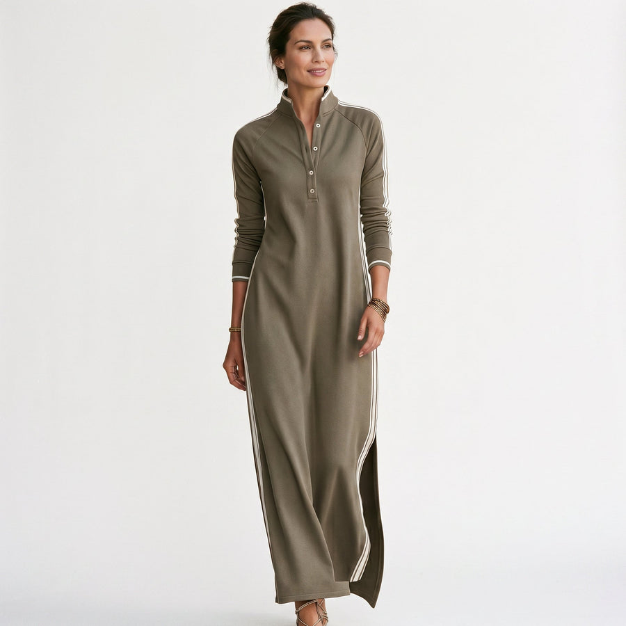 Maxi-sweaterjurk met overhemdkraag voor dames