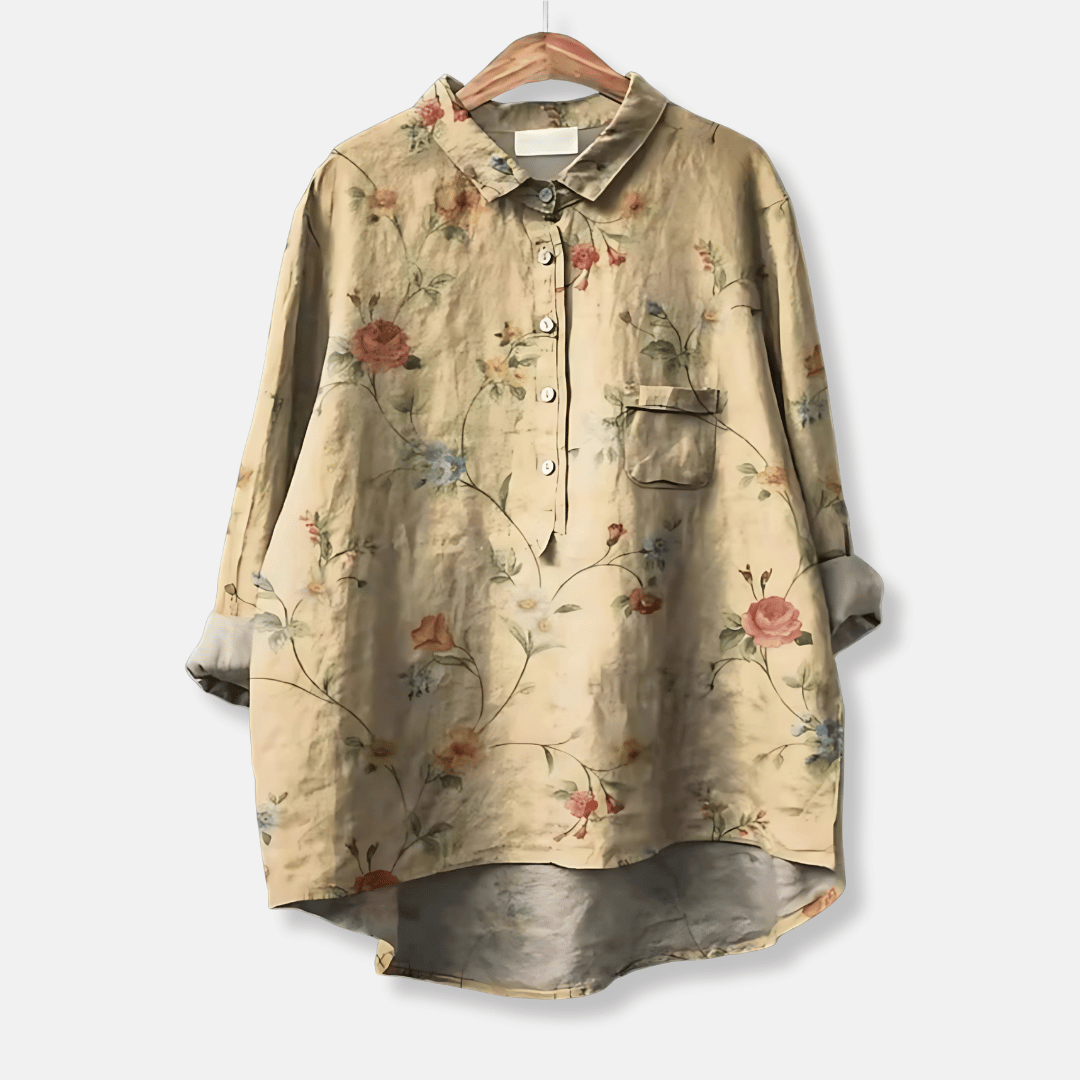 Losse Lange Blouse met Bloemenprint voor Dames