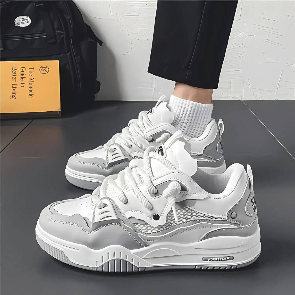 Sneakers van kunstleer met meshvoering voor heren