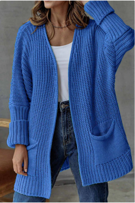 Lang gebreid vest met open voorkant voor dames