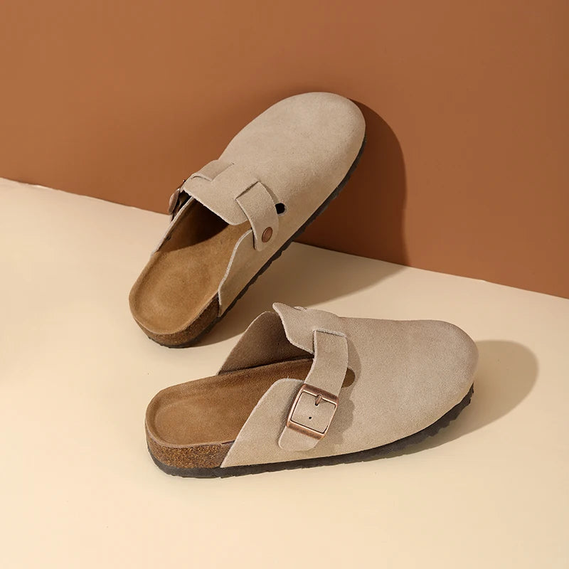 Clogs in suèdelook met kurken voetbed voor dames