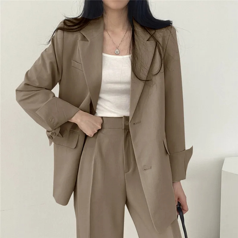 Tweedelig Damespak Blazer Set blazer met met knopen pantalon vrouwen dames kantoor formele kleding