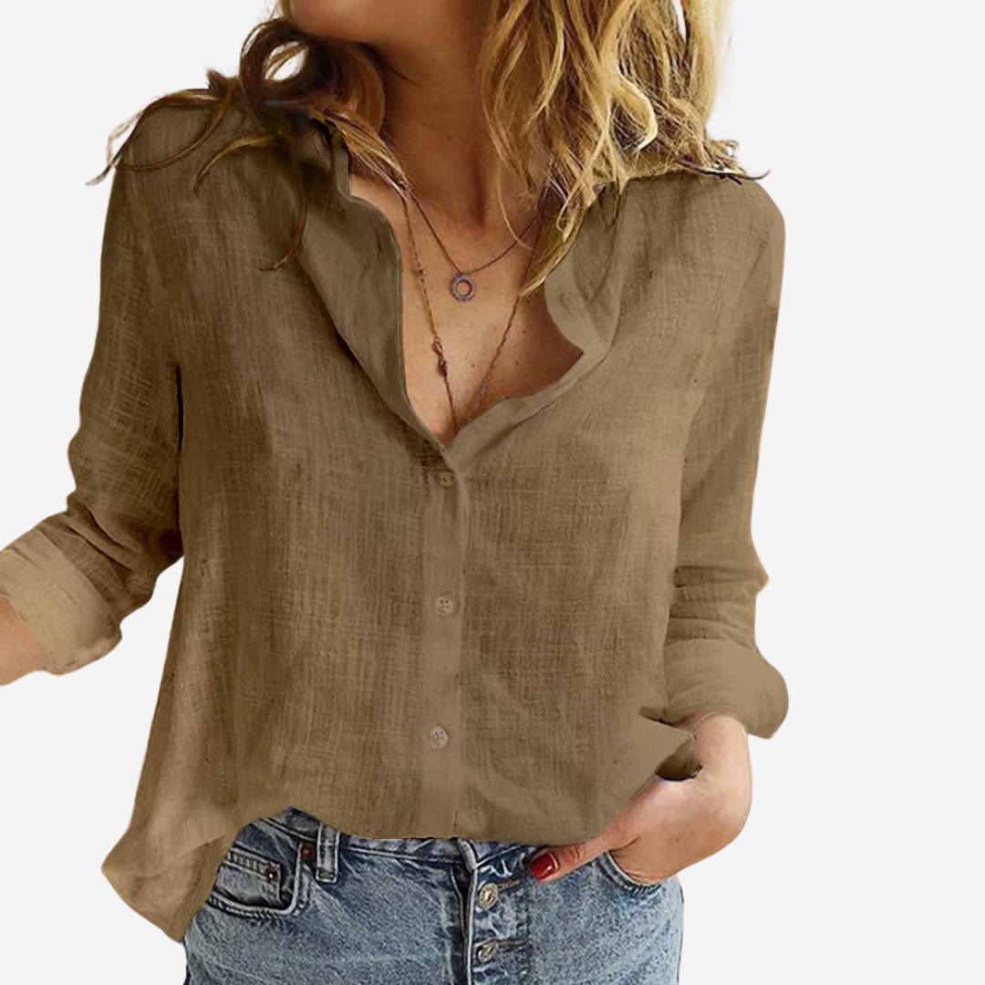 FEMKE – Damesblouse van Linnenblend
