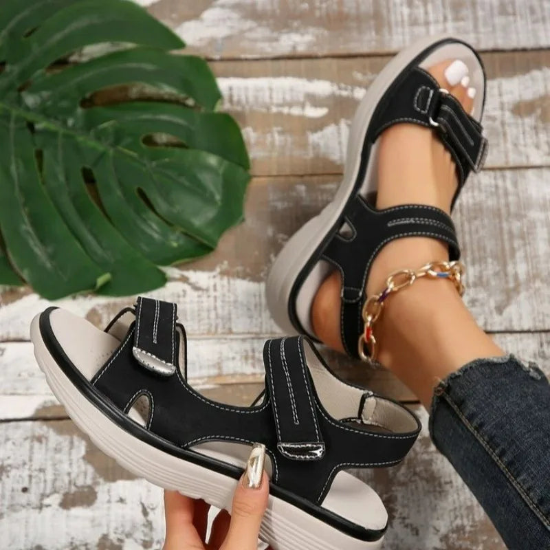 GlideStep – lichte leren wedge-sandalen voor dames