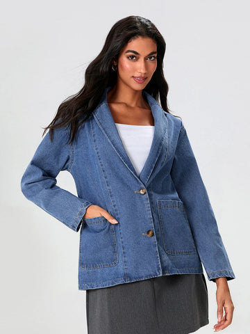 UrbanEdge – denim blazer met klassieke pasvorm