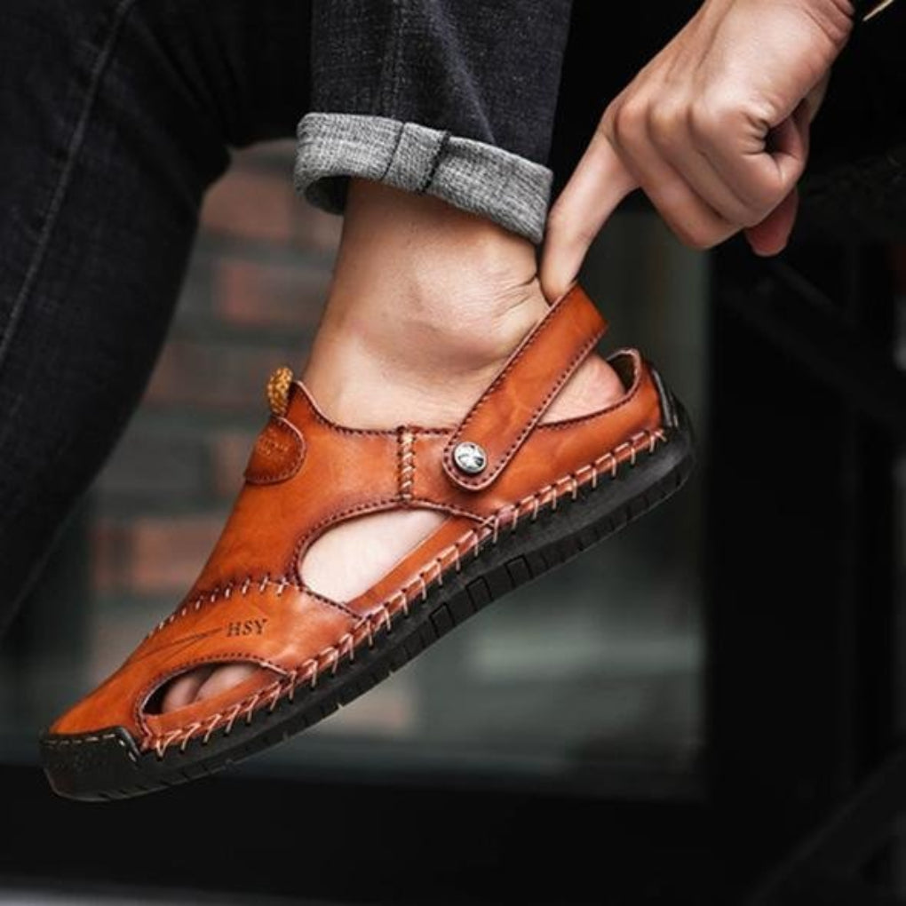 Ademende leren sandalen voor heren