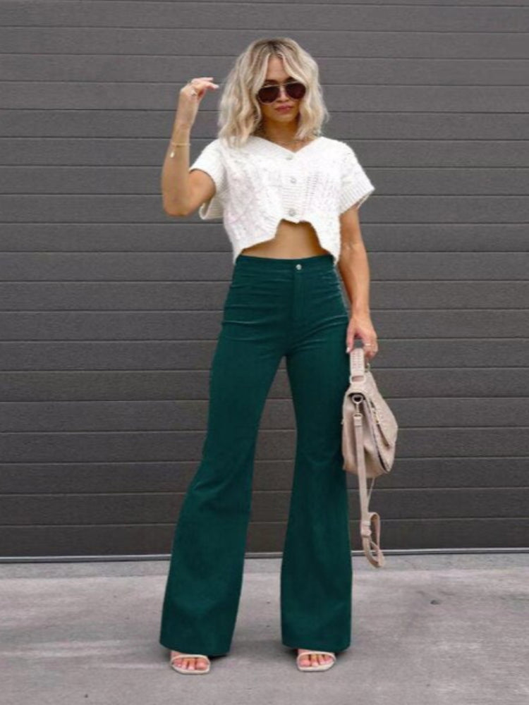 VelvetFlare – Trendy Corduroy Flare Broek voor Dames