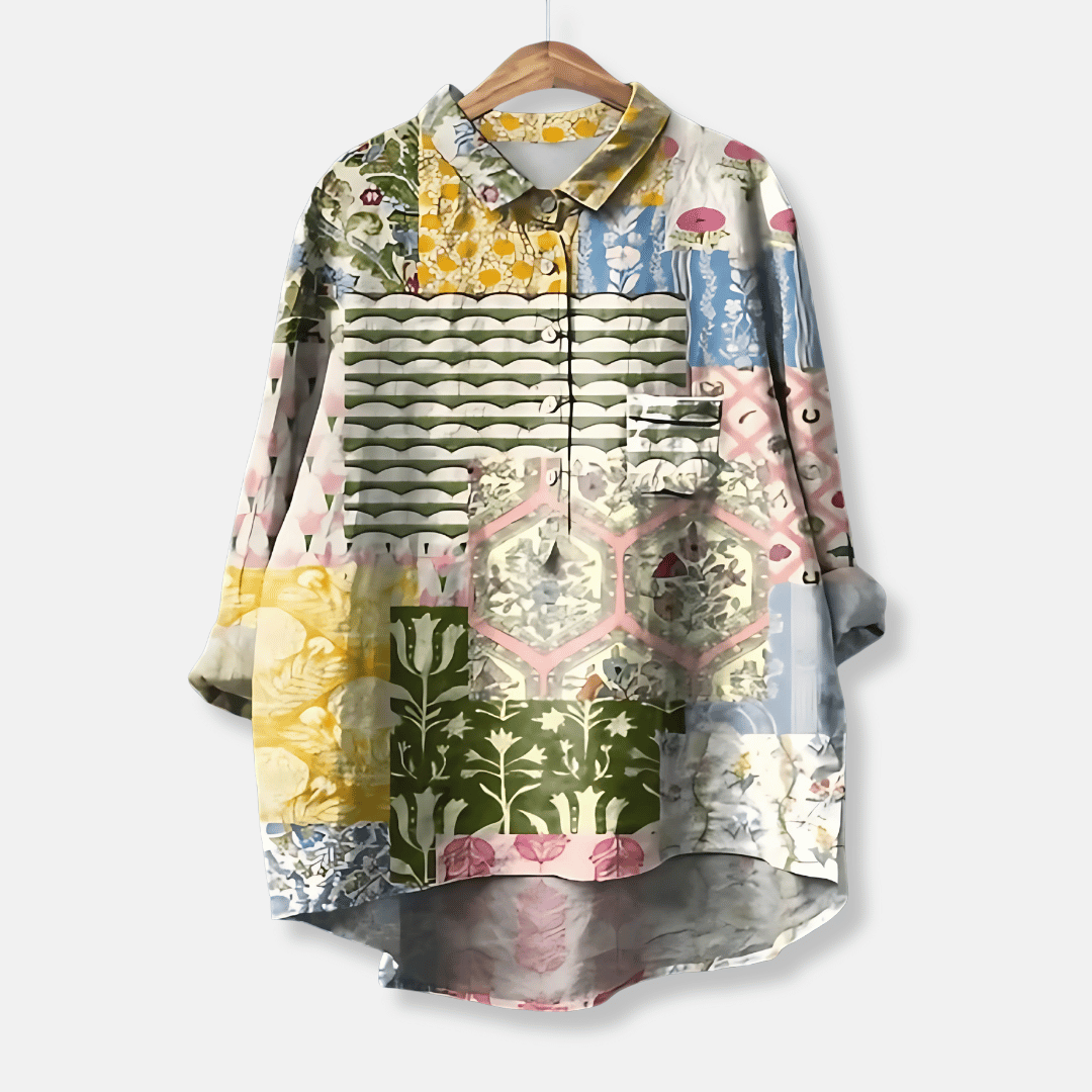 Losse Lange Blouse met Bloemenprint voor Dames