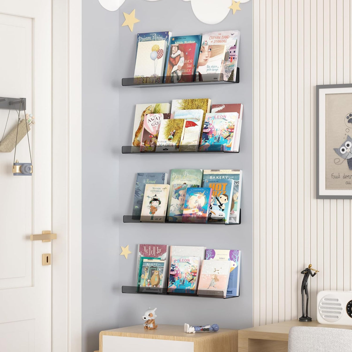 4-Pack Acryl Planken | 15” Zwevende Boekenplanken voor Wandopslag in Elke Kamer