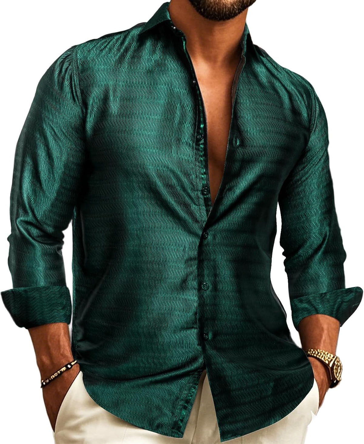 Herenoverhemd met paisley-jacquard – model met lange mouwen voor bruiloften en avondkleding