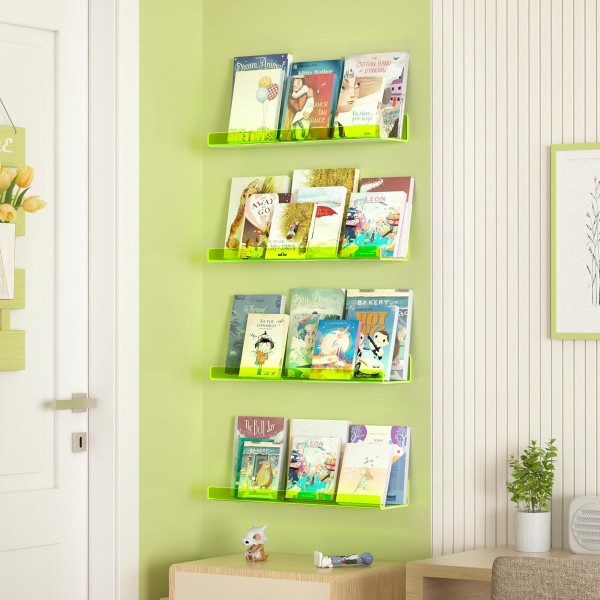 4-Pack Acryl Planken | 15” Zwevende Boekenplanken voor Wandopslag in Elke Kamer