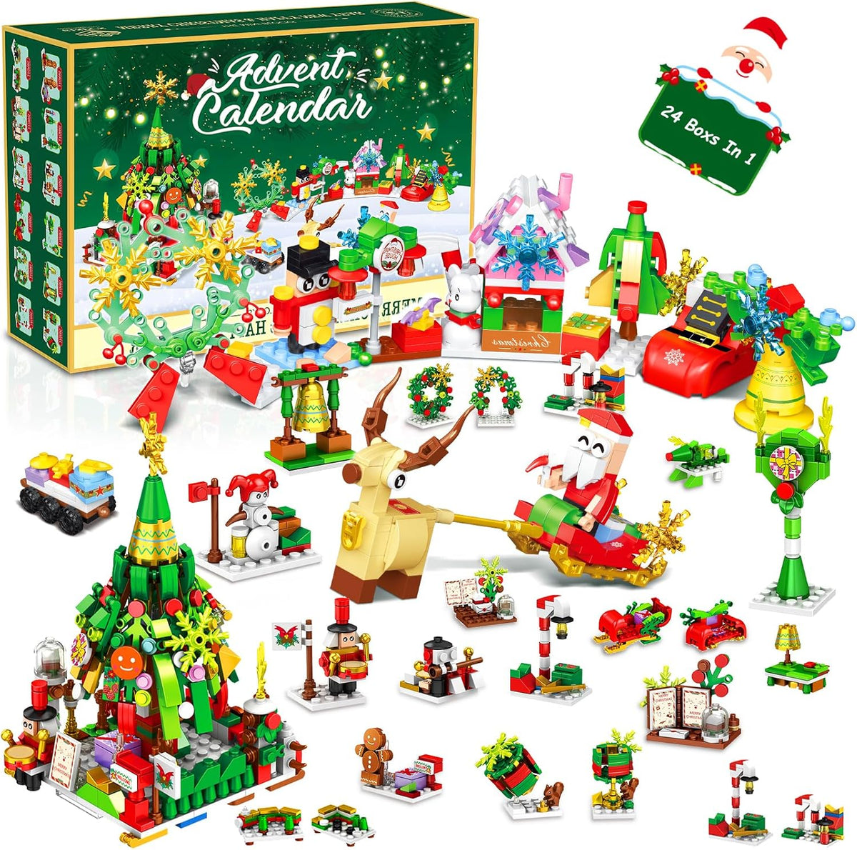 Adventskalender met 24 mini-bouwsets van bouwsteentjes