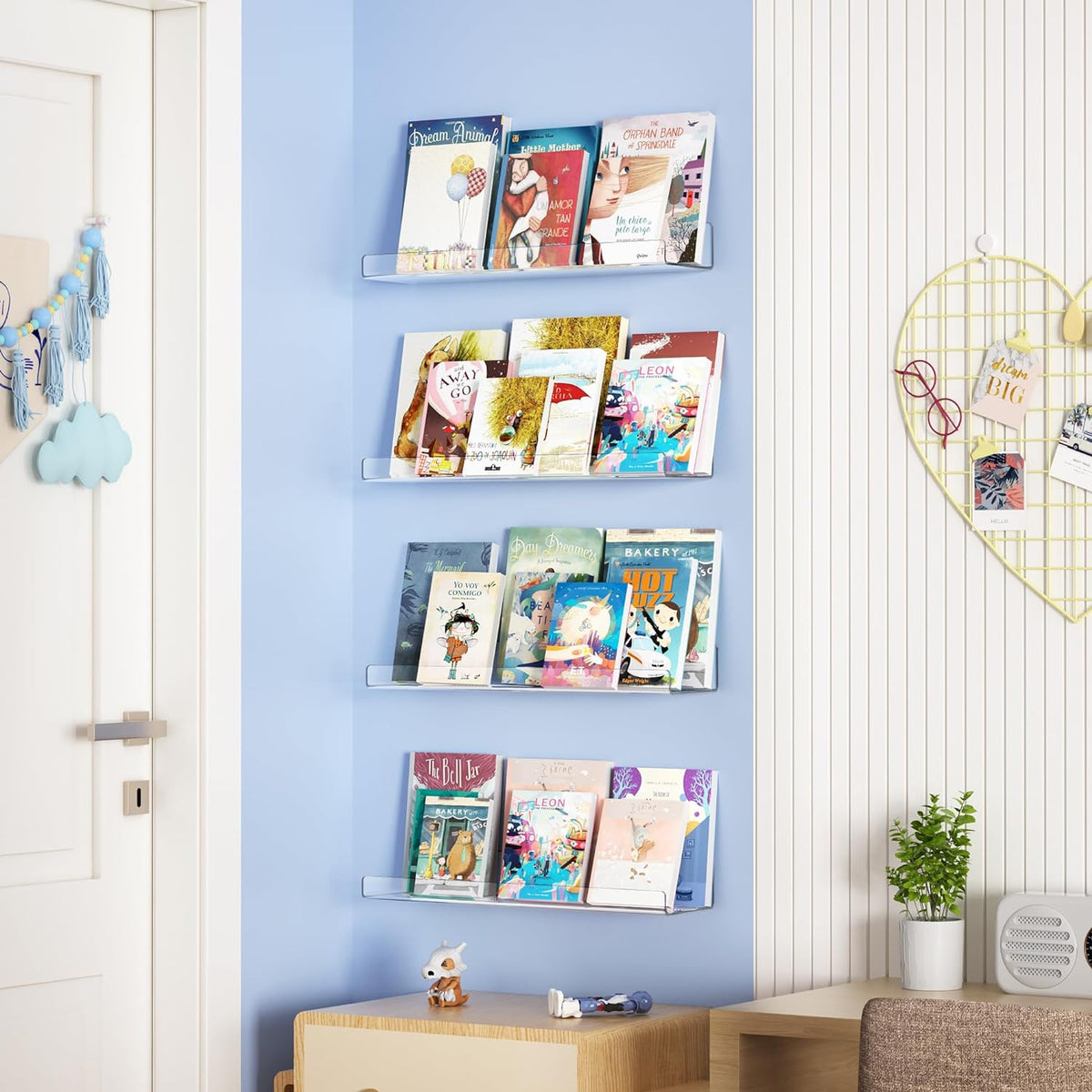 4-Pack Acryl Planken | 15” Zwevende Boekenplanken voor Wandopslag in Elke Kamer