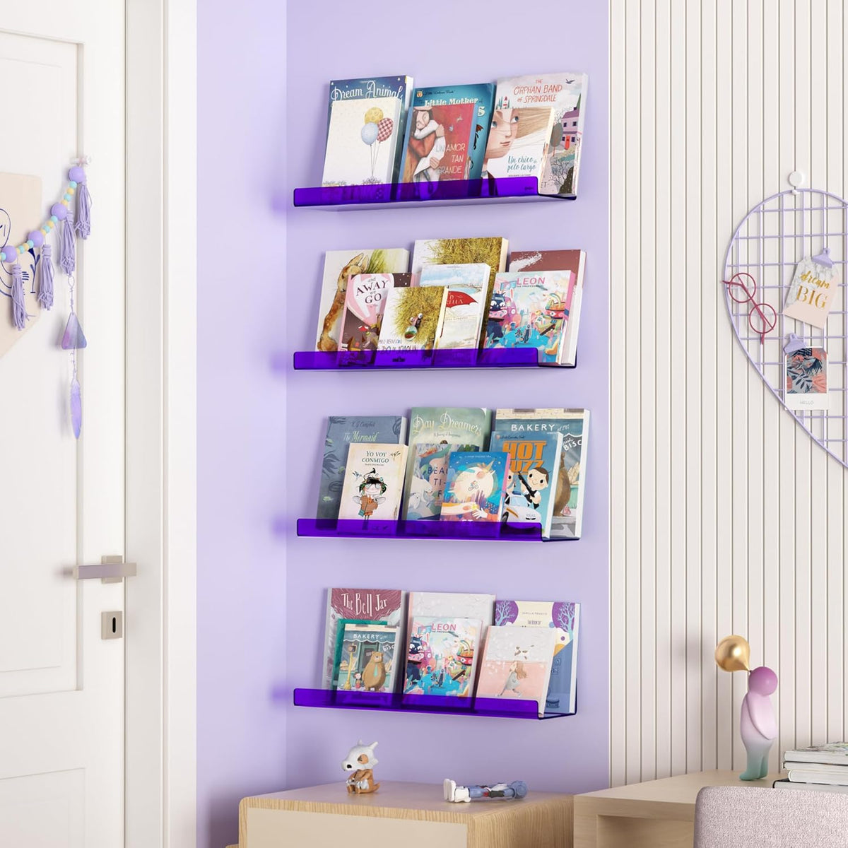 4-Pack Acryl Planken | 15” Zwevende Boekenplanken voor Wandopslag in Elke Kamer