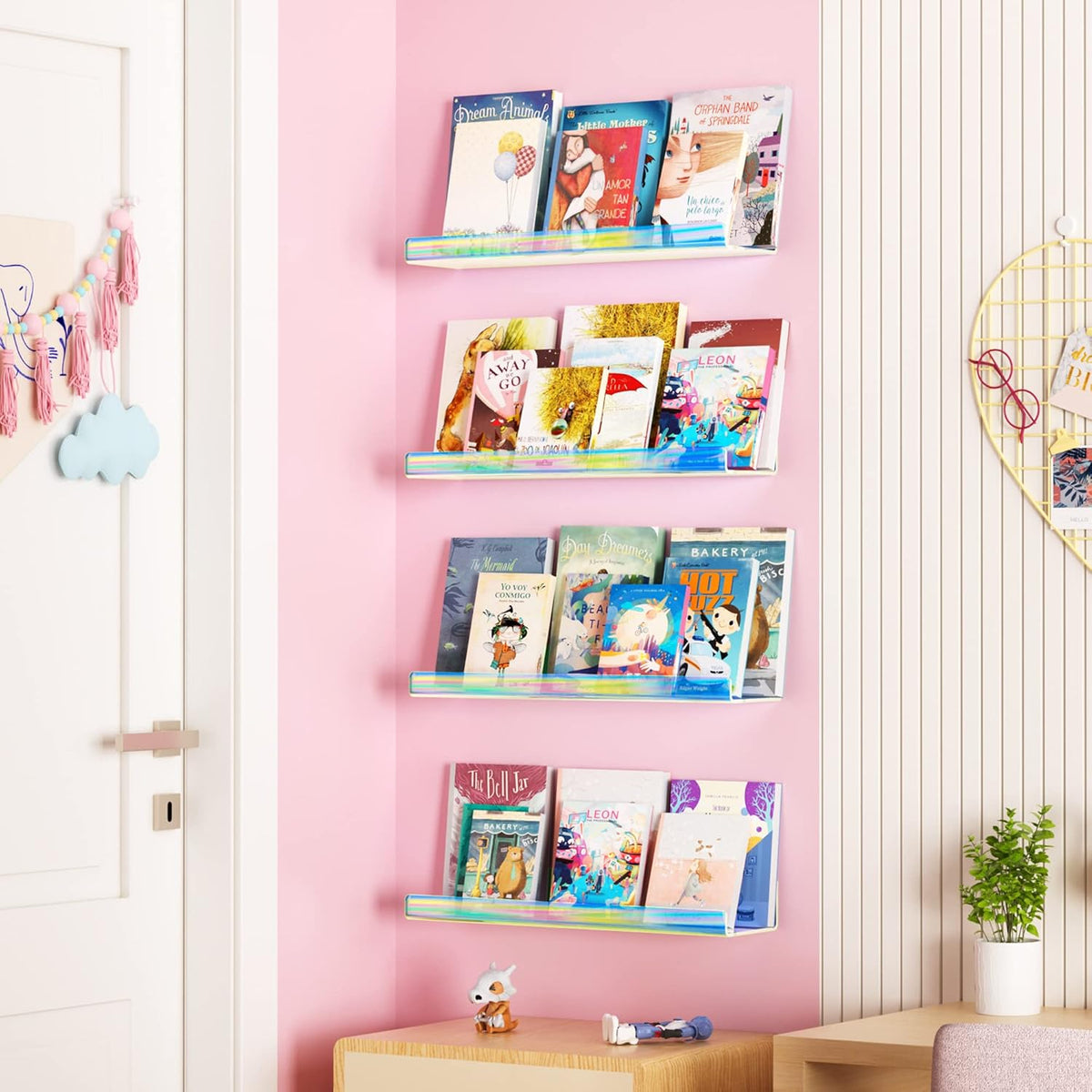 4-Pack Acryl Planken | 15” Zwevende Boekenplanken voor Wandopslag in Elke Kamer