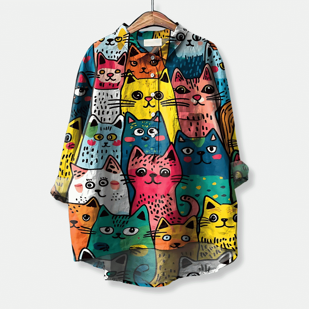 Losse Lange Blouse met Bloemenprint voor Dames