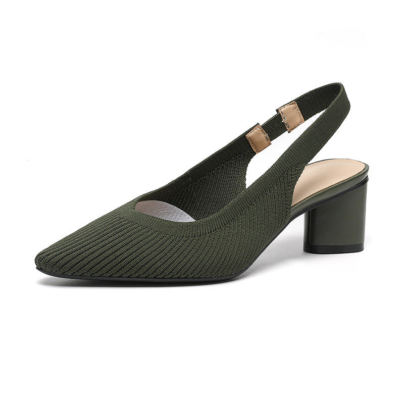Slingback pumps voor dames met spitse neus en blokhak