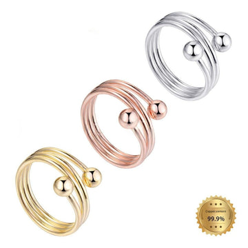 Red Copper Multi-layer Cross-round Bead Ring