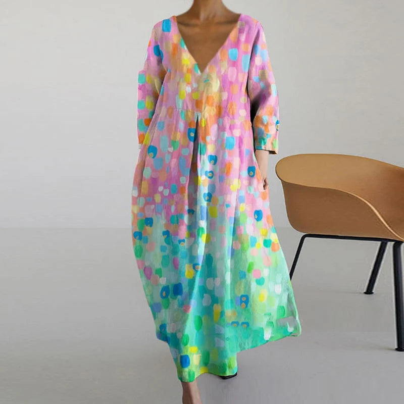 Maxijurk met abstracte bloemenprint en zakken