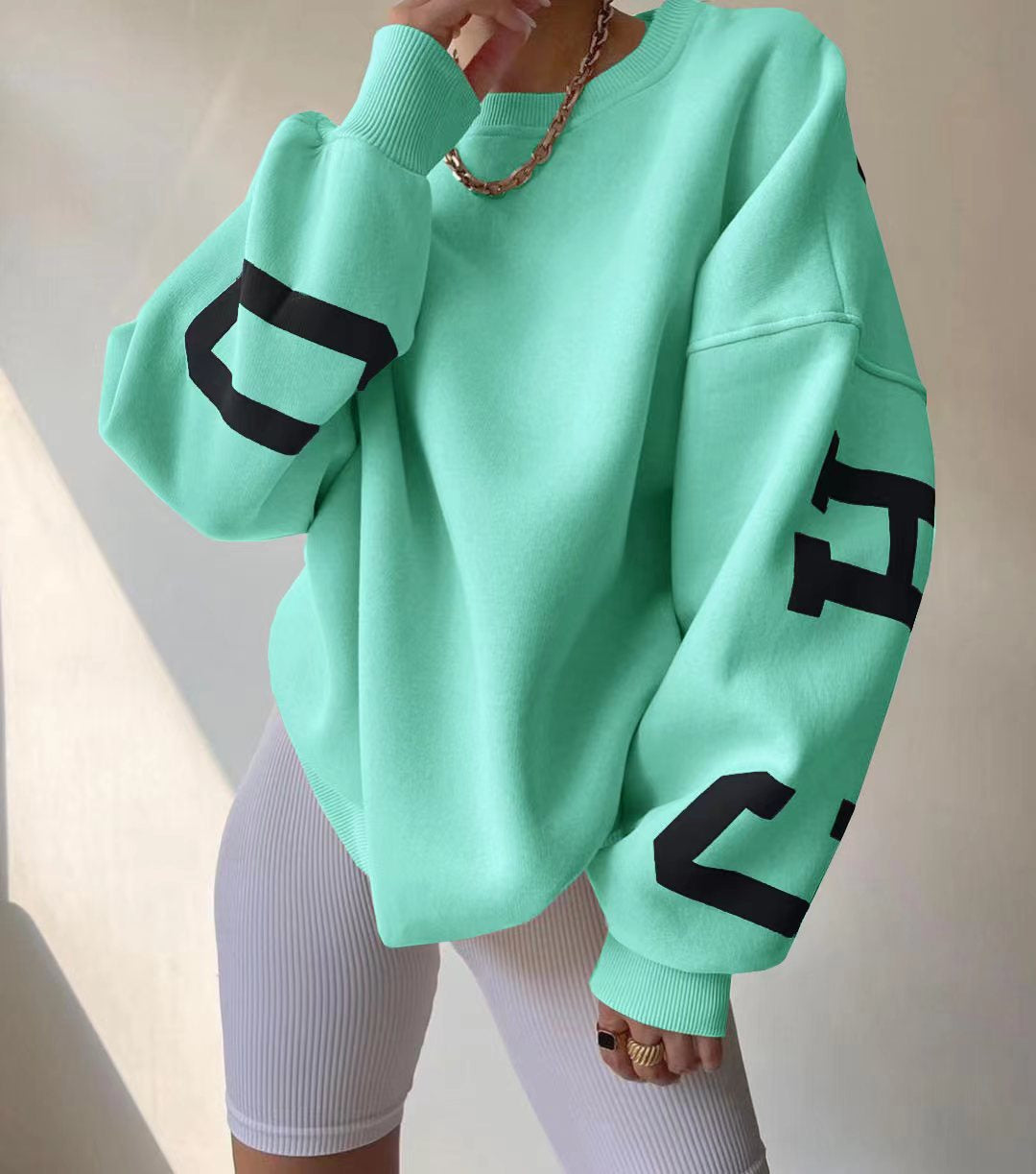 Oversized sweater met opdruk voor dames