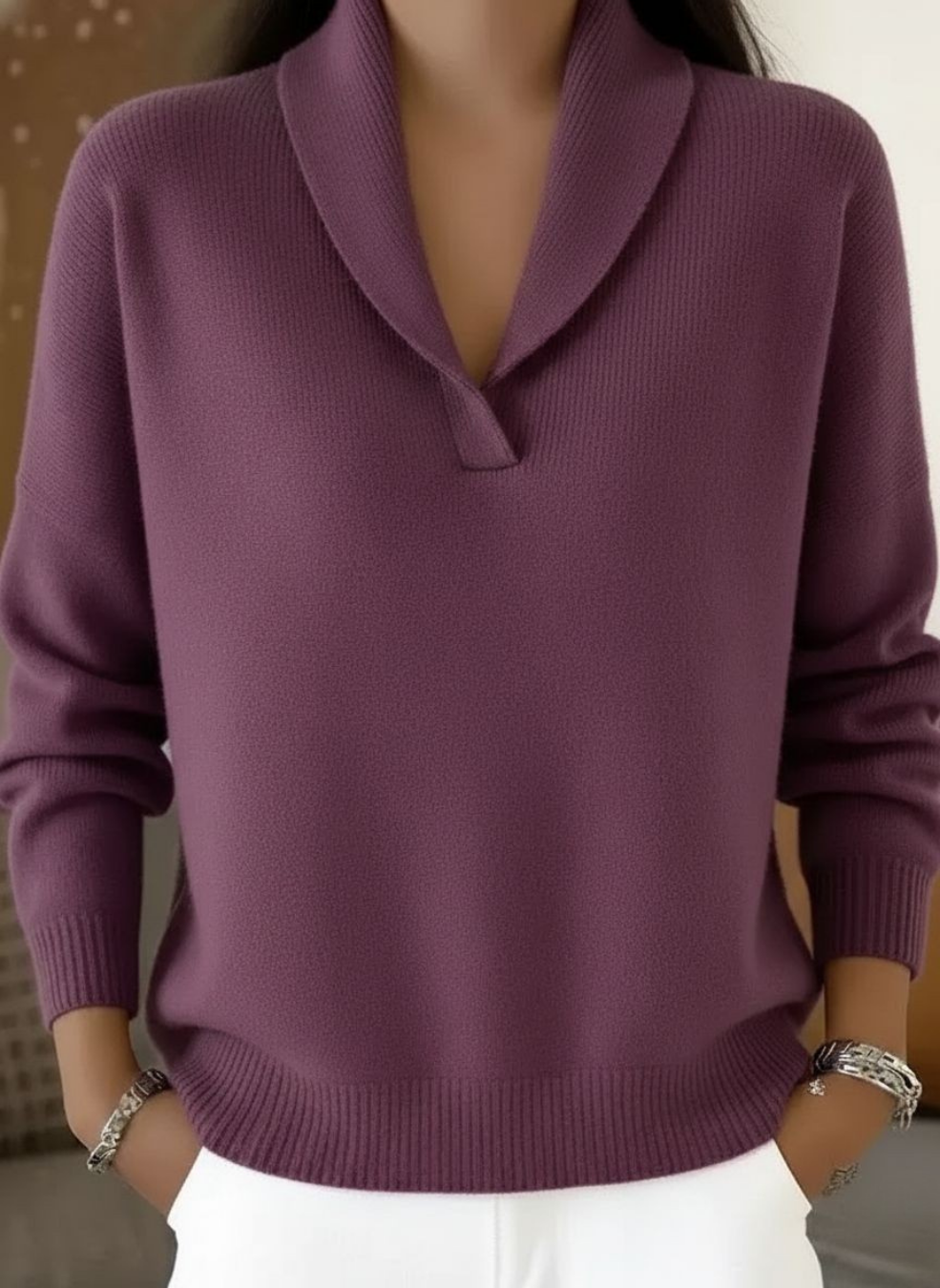 Elegante trui met V-hals