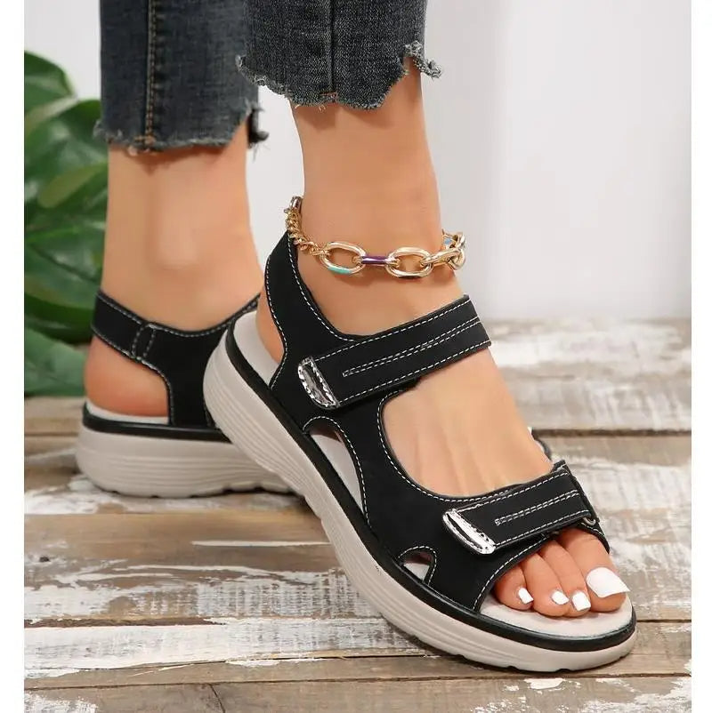 GlideStep – lichte leren wedge-sandalen voor dames