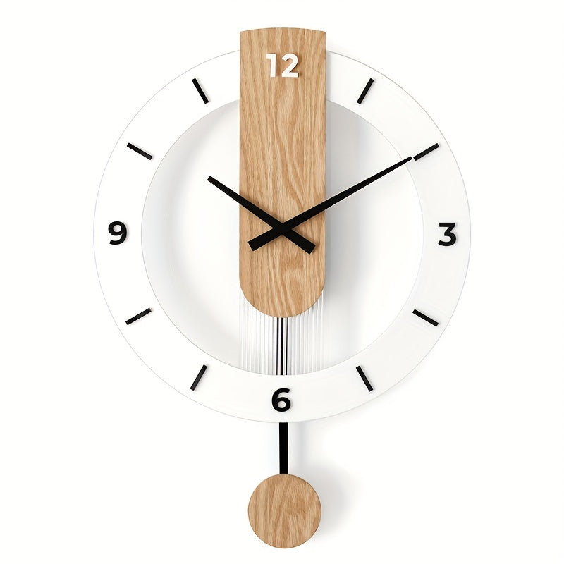 Creatieve Pendelklok in Hout en Acryl – Elegante en Stille Decoratie