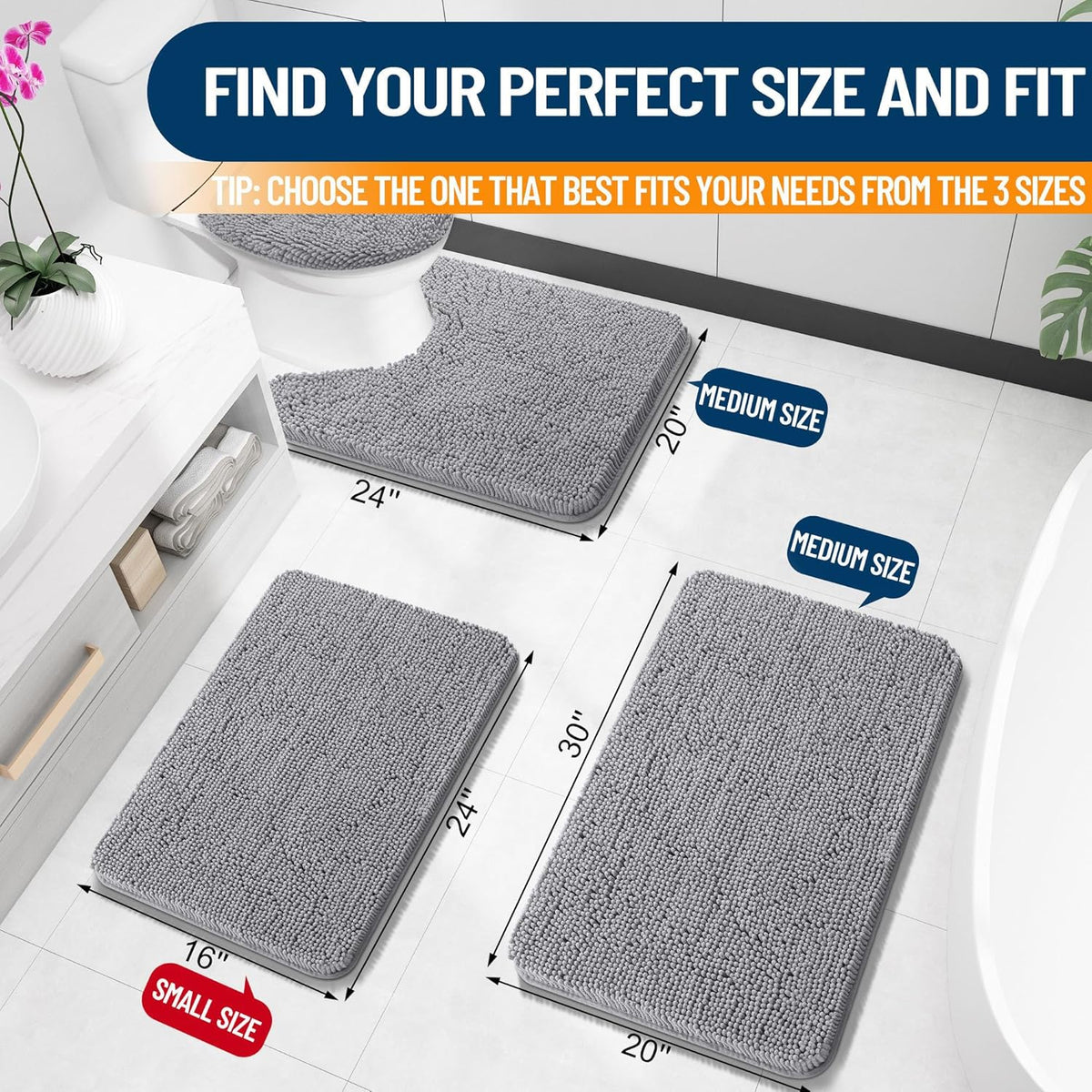 OLANLY Badmat 30x20 – Extra Zacht, Absorberend & Antislip