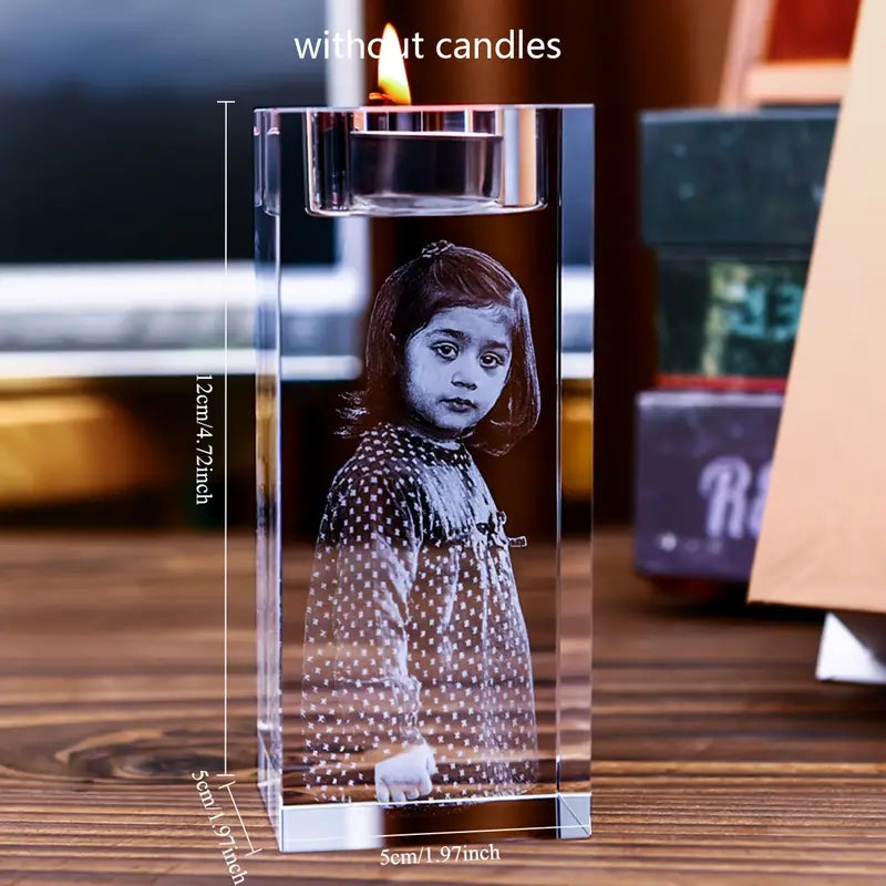 CrystalGlow Gepersonaliseerde Glazen Kaarshouder - Elegante Decoratie voor Elk Moment