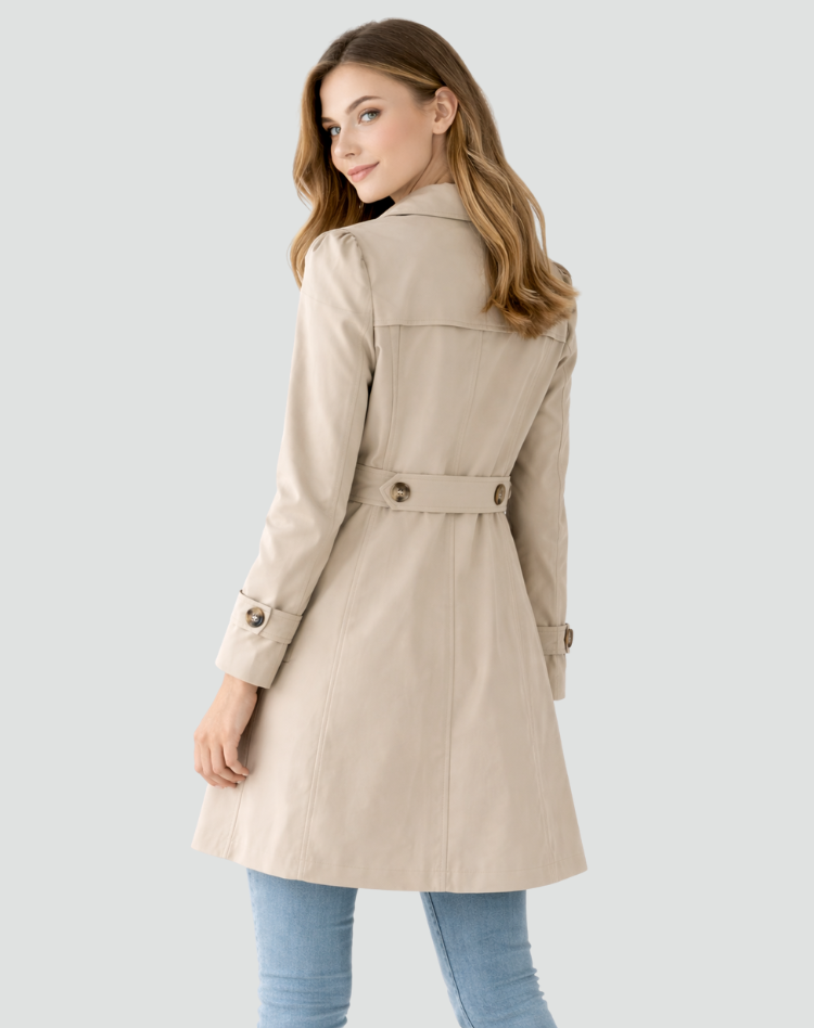 Getailleerde dames trenchcoat met klassieke revers, halflang