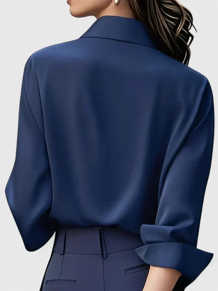 Satijnen blouse met lange mouwen voor dames – elegante kantoorblouse