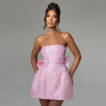 Sylenne - Jacquard halterjurk met open rug