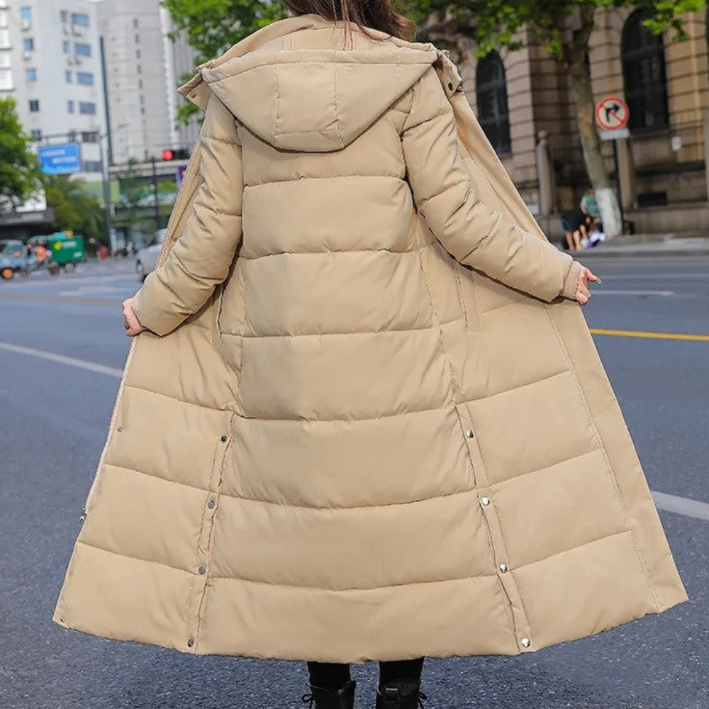 Lange gewatteerde parka voor dames