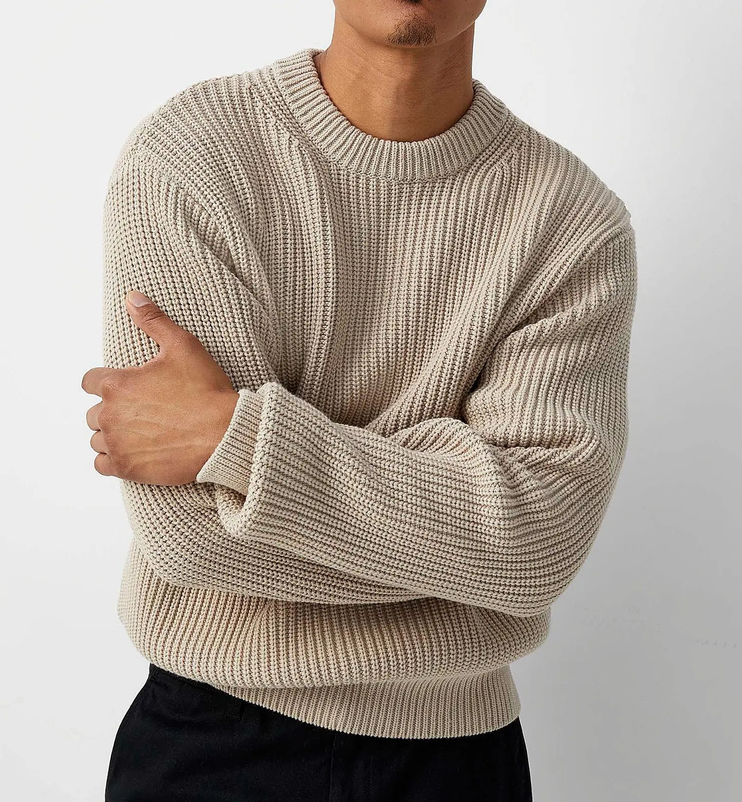 Geribbelde trui met lange mouwen