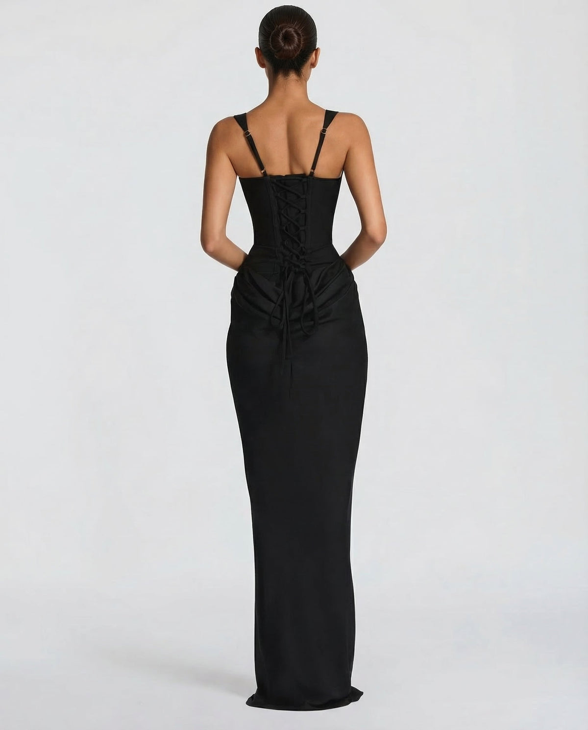 Dames maxi-corsetjurk met gedrapeerde taille en gevormd silhouet