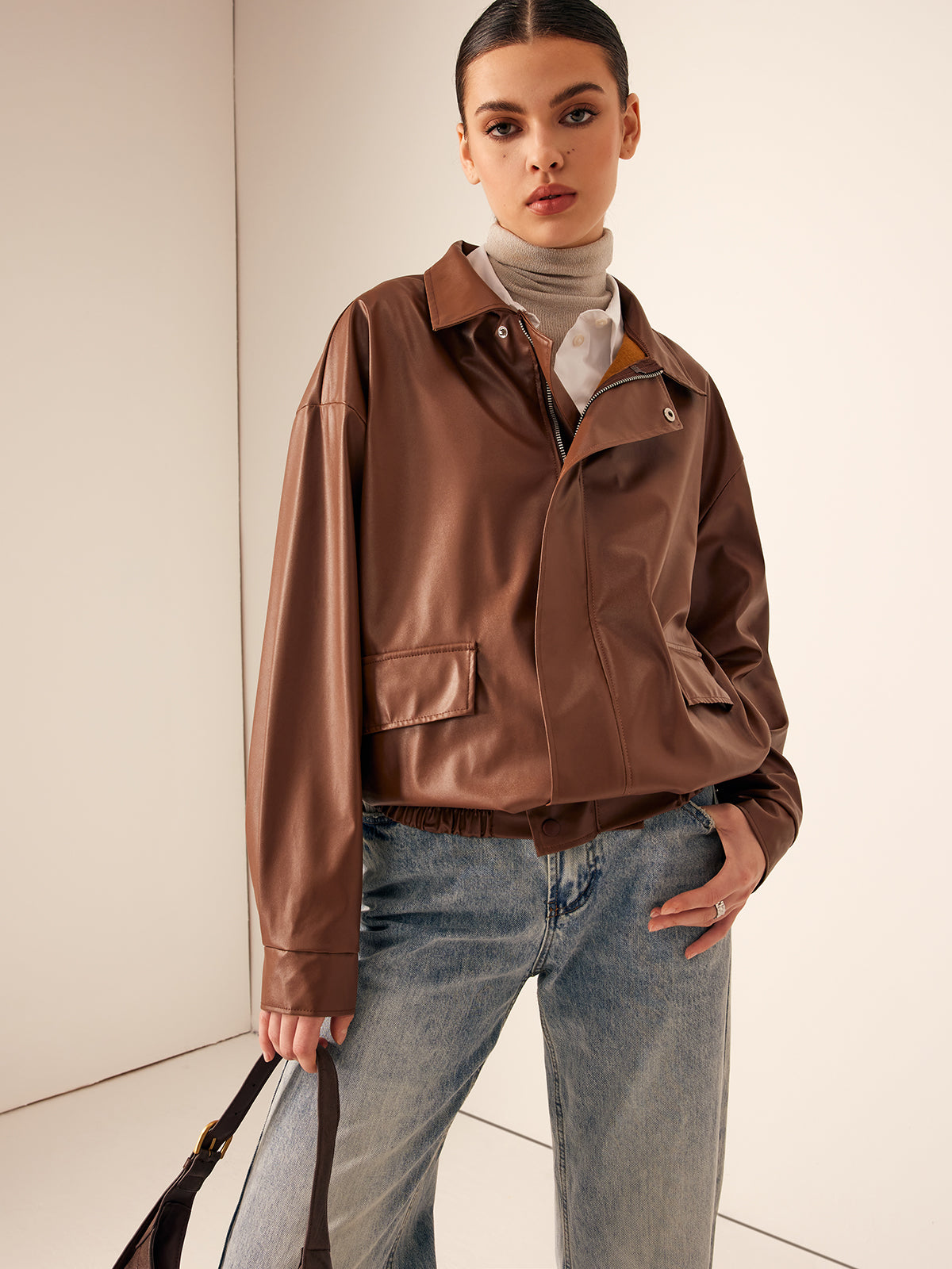 Maella - vintage Losse leren Dames Jas
