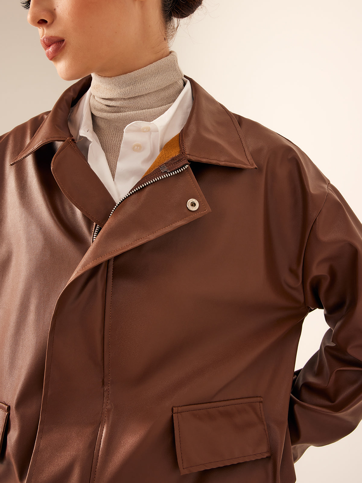 Maella - vintage Losse leren Dames Jas