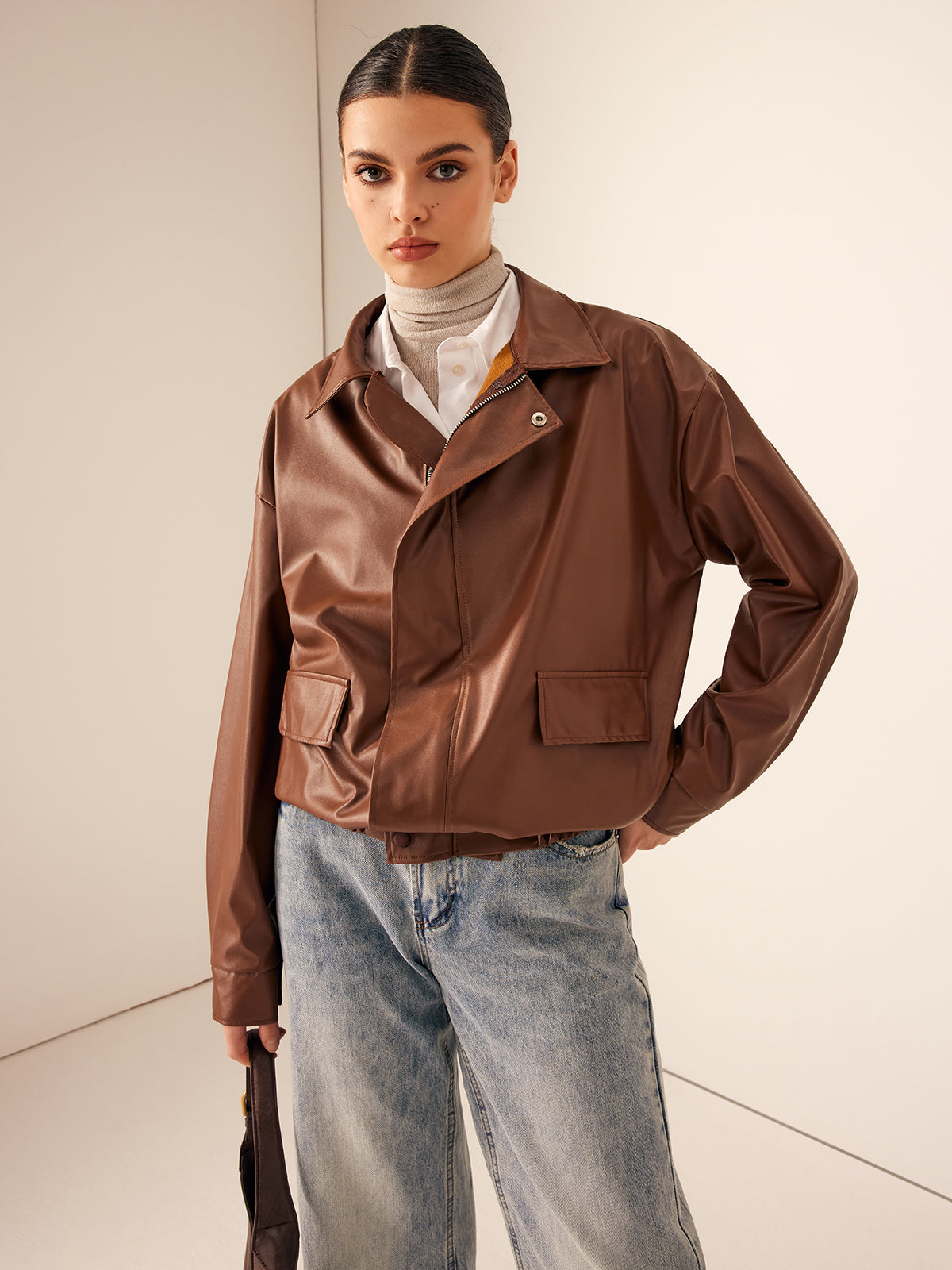 Maella - vintage Losse leren Dames Jas